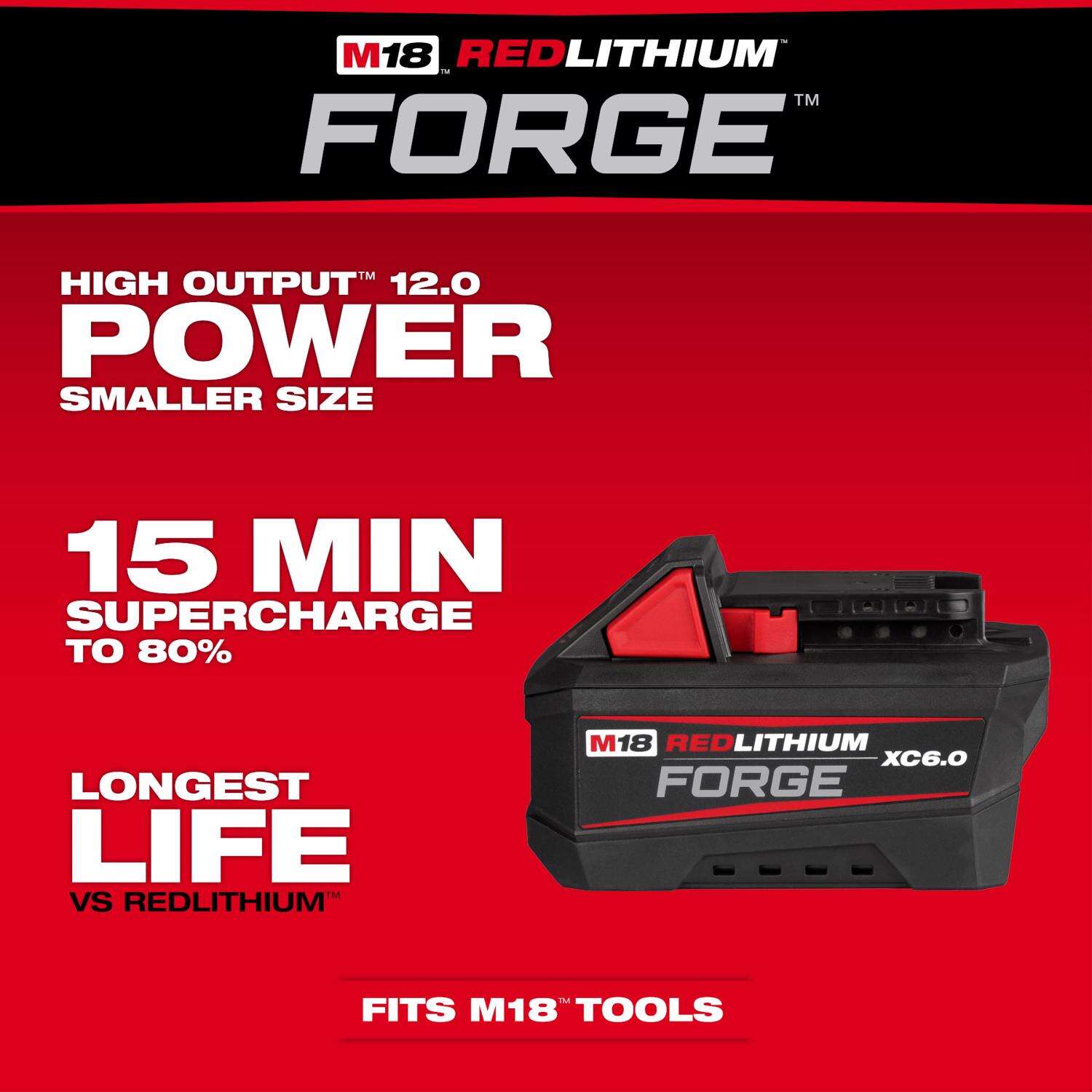 MW 18V M18 Redlithium FORGE XC6.0 6 Ah Lithium-Ion Battery 1 pc