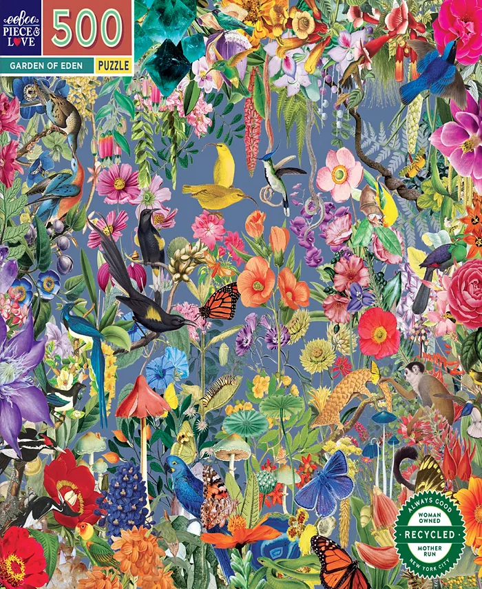 Eeboo Piece And Love Garden of Eden 500 Piece Square Adult Jigsaw Puzzle Set  Ages 14 and up