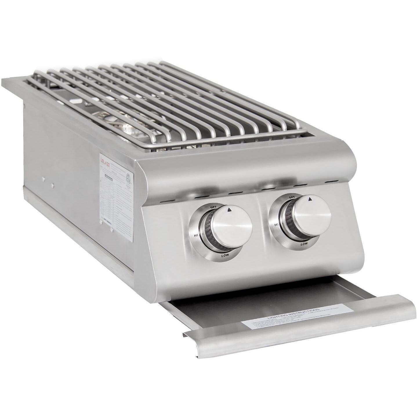 Blaze Premium LTE Built-In Propane Gas Stainless Steel Double Side Burner With Lid