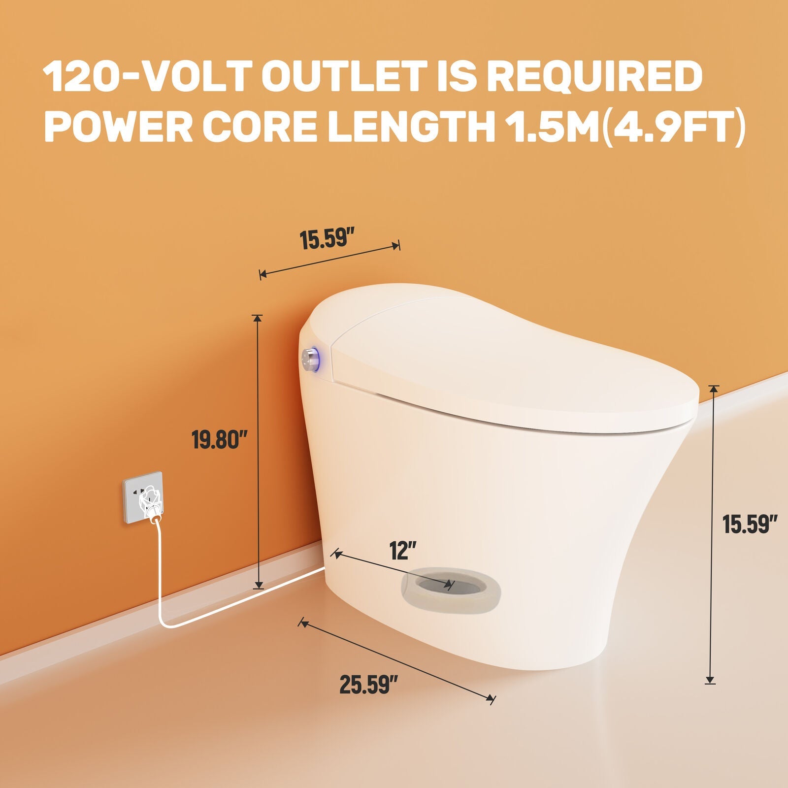 HOROW Tankless Toilet Bidet Combo with Self-Cleaning Nozzle, Compact Dual Flush Toilet 1/1.27 GPF, Modern One-Piece Toilet Elongated Soft Close Seat, HR-T15