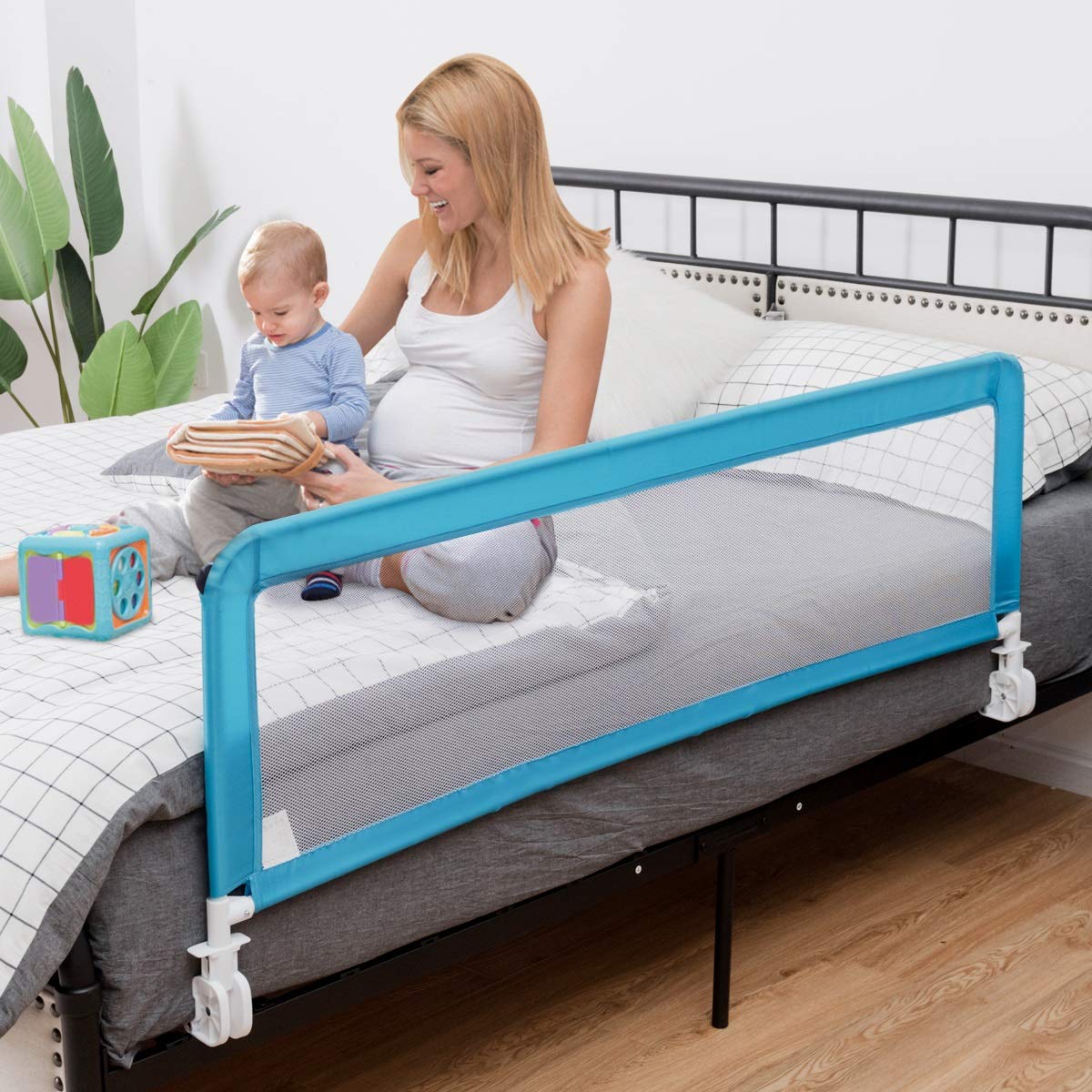 Costzon Double Sided Bed Rail Guard, Set of 2, Extra Long, Swing Down Safety Guard for Toddler Convertible Crib