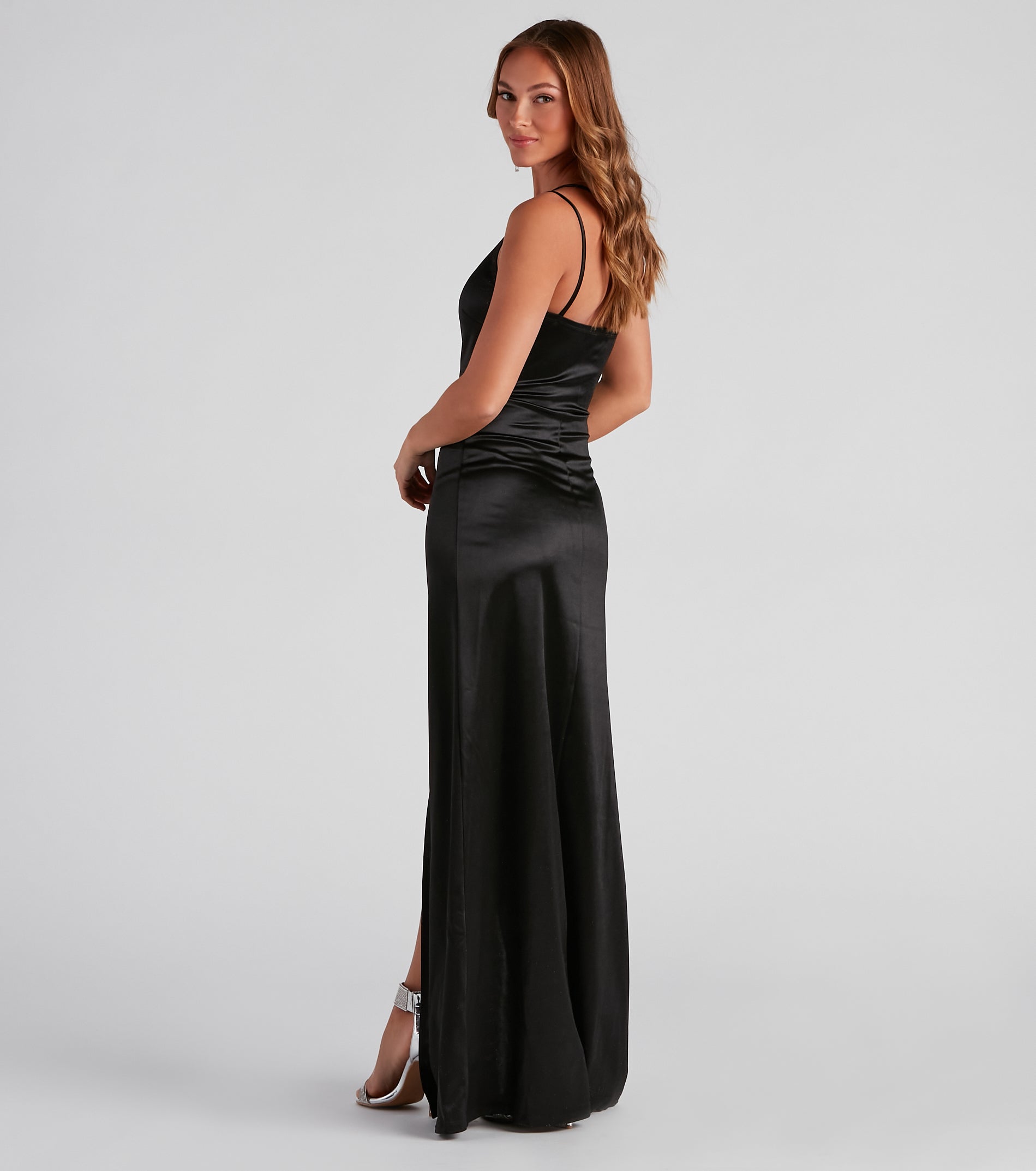 Rhiannon One-Shoulder Satin Long Dress