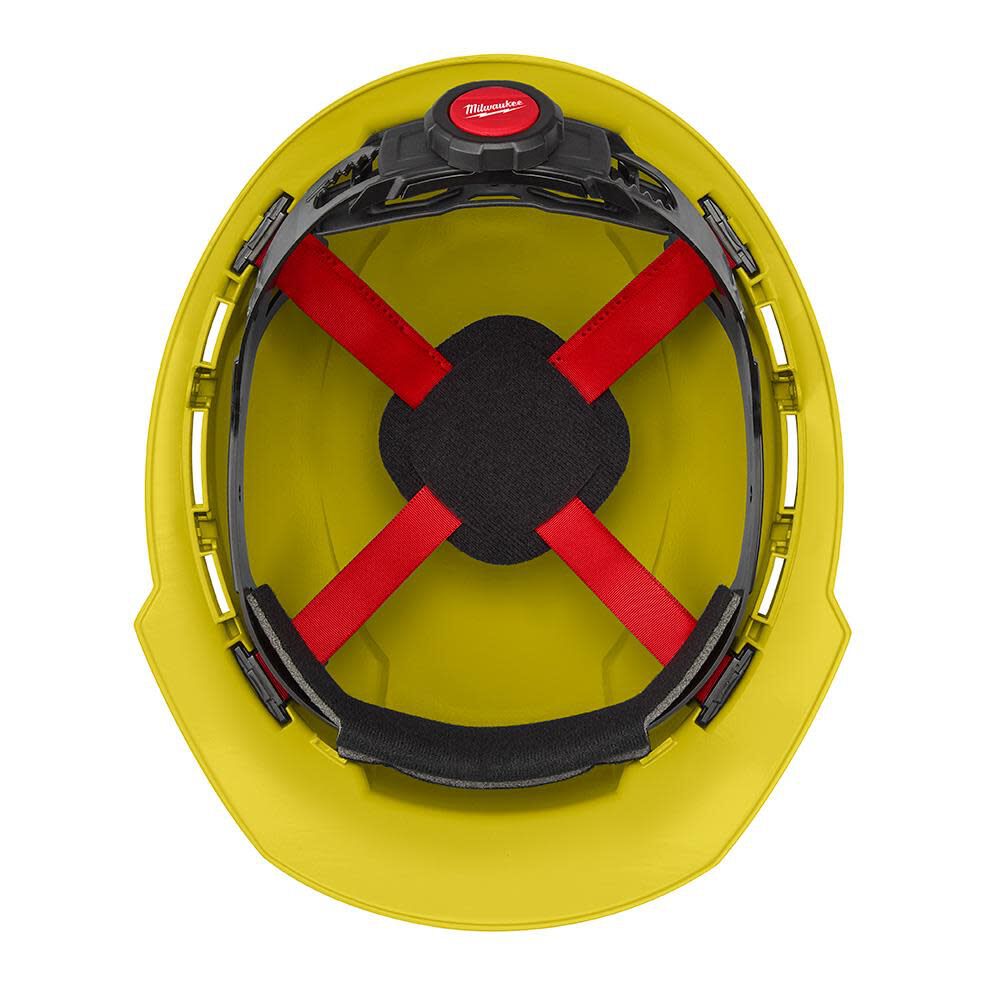 Milwaukee Yellow Front Brim Hard Hat with 4pt Ratcheting Suspension Type 1 Class E 48-73-1102 from Milwaukee