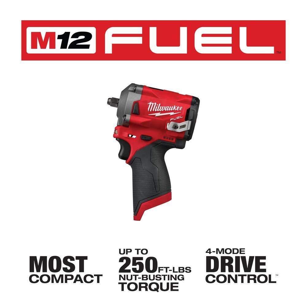 MW M12 FUEL 12-Volt Lithium-Ion Brushless Cordless High Speed 38 in. Ratchet  38 in. Impact Wrench wBattery  Charger 48-59-2440-2567-20-2554-20