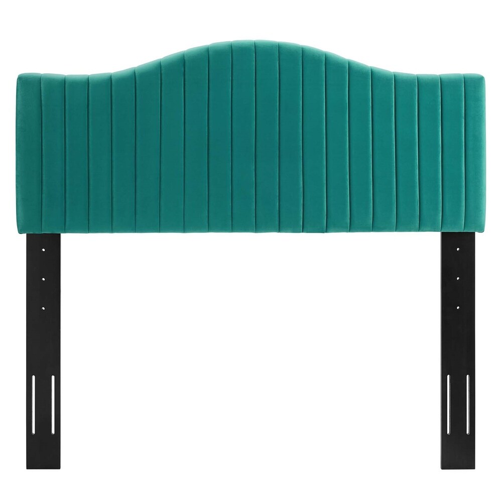 Findlay Arched Green Velvet Upholstered King/California King Size Headboard