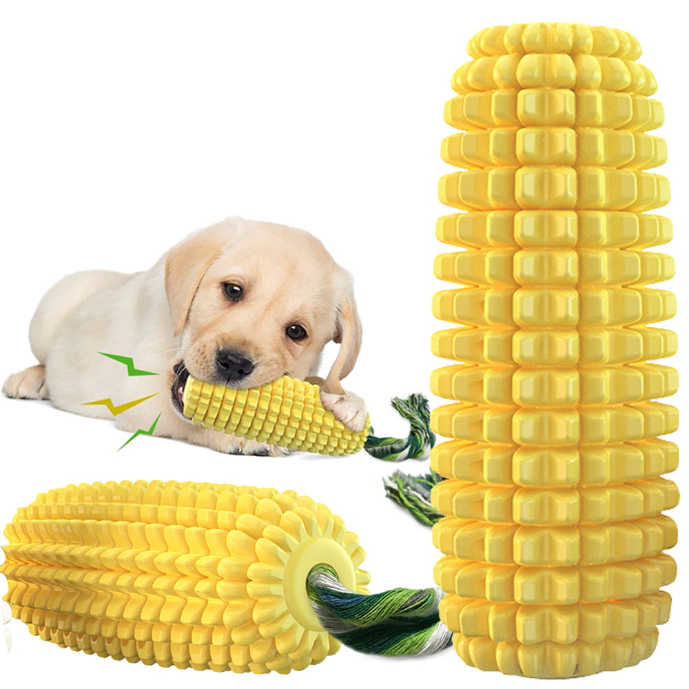 Carkira Dog Chew Toy Corn Molar Dog Toothbrush Cleaning Teeth Toy Can Squeak Interactive Toy