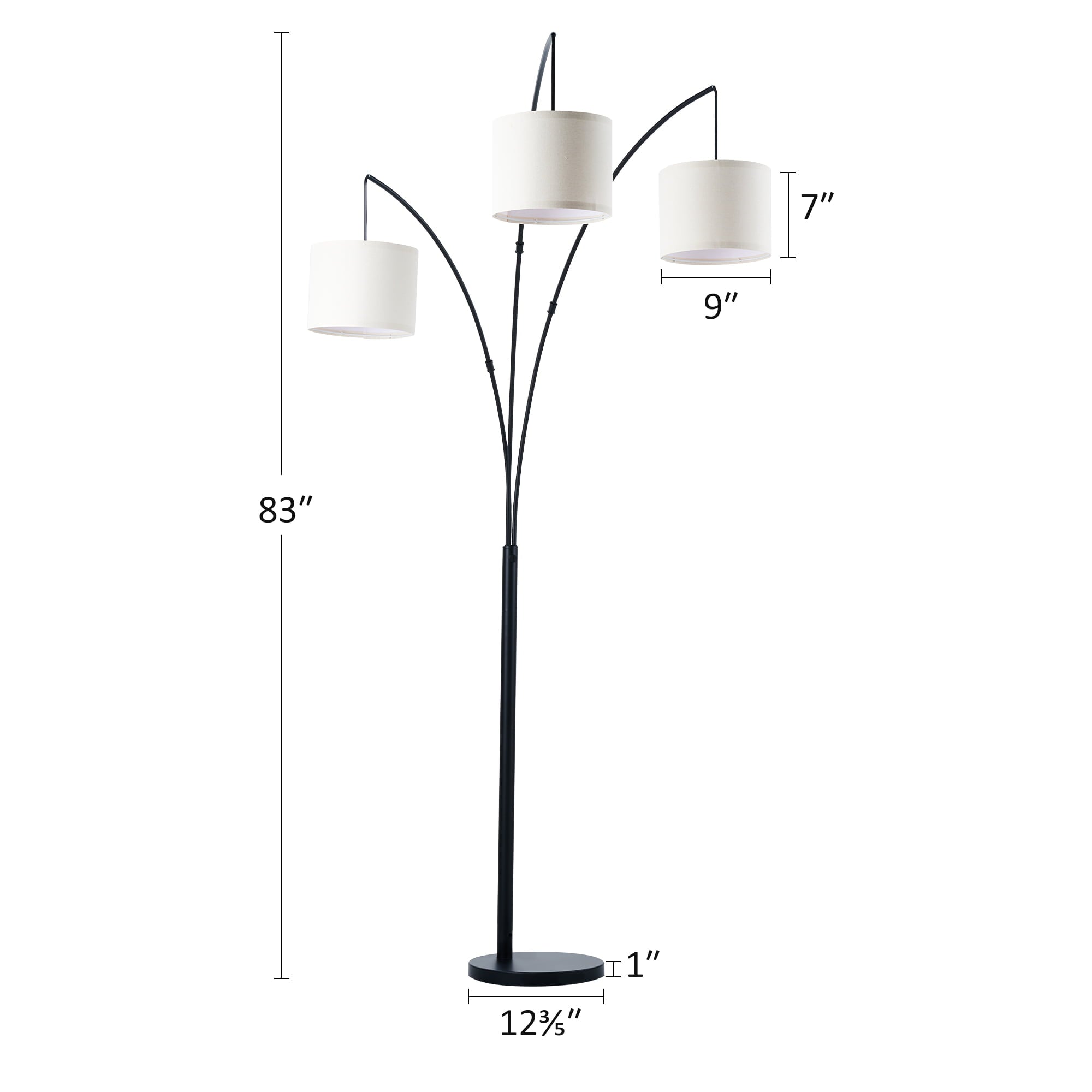 Bestco 83 in Modern Arc Floor Lamp with Hanging Drum Shades 3 Light Tree Standing Light