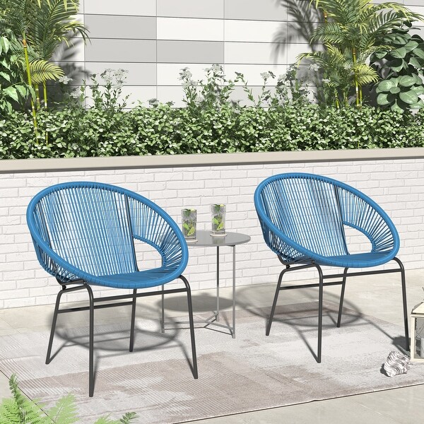 Corvus Sarcelles Woven Wicker Indoor/Outdoor Bistro Chairs (Set of 2)