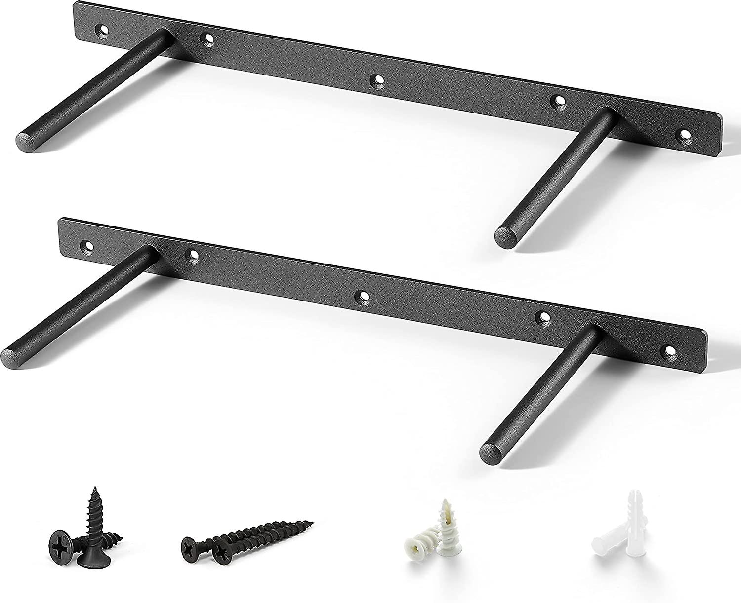 - Heavy Duty Floating Shelf Bracket (2 Pcs)  Solid Steel Blind Shelf Supports - Hidden Brackets For Floating Wood Shelves - Screws And Wall Plugs Incl