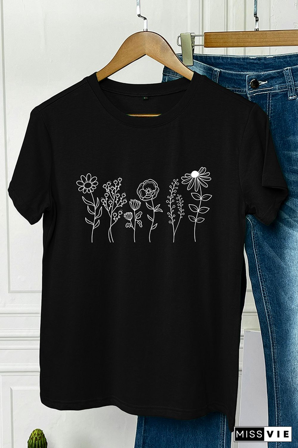 Wildflowers Print Graphic Tee Wholesale