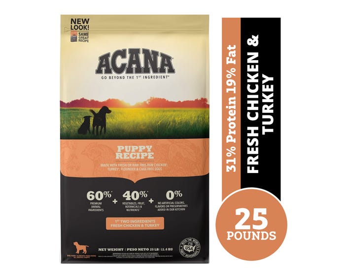 Acana Puppy Recipe Grain-Free Dry Puppy Food， 25 lb. Bag