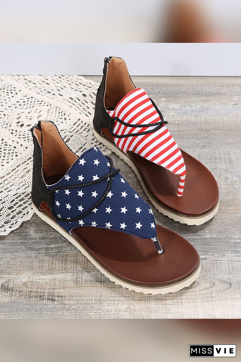 US Flag Sunflower Flat Sandals Wholesale