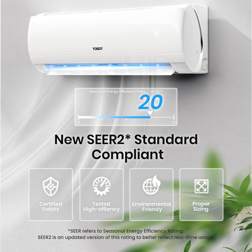 Tosot 12000 BTU Mini-Split Air Conditioner Wifi Enabled Inverter Heating System - 20 SEER2 230V 1 Ton GWH12AFC-D3DNA1A