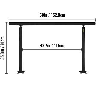 VEVOR 5 ft. Outdoor Stair Railing Fits 4-5 Steps Adjustable Angle Aluminum Stair Handrails for Outdoor Steps Black SNLZSLZYGL5FT1GTPV0