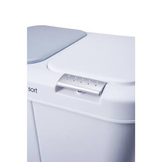 Step N' Sort 11 Gal. White Dual Plastic Trash and Recycling Bin with Slow Close Lid SNS402-W