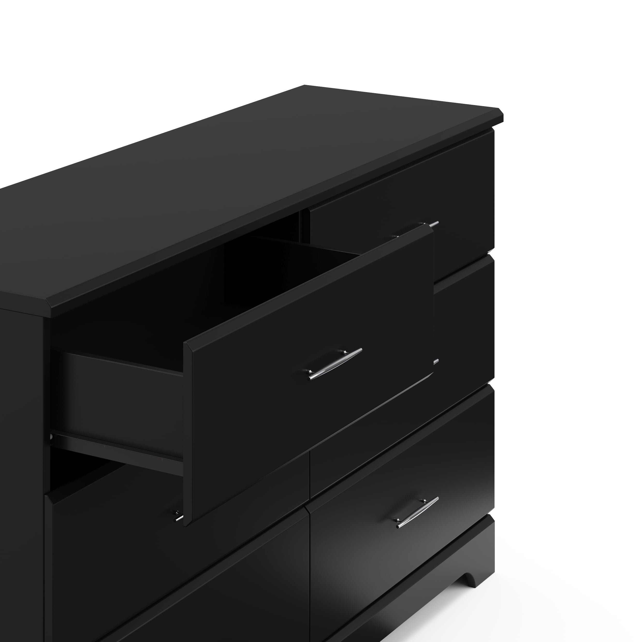 Storkcraft Brookside 6 Drawer Modern Double Dresser Black