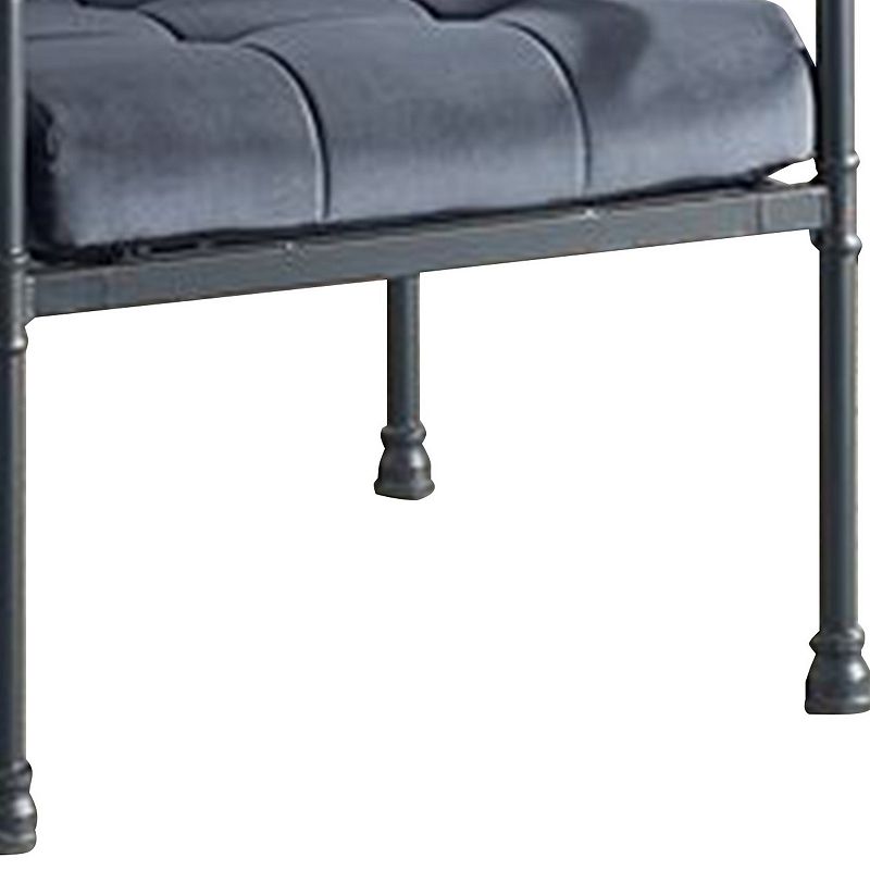 Accent Chair with Tufted Velvet Seat and Metal Frame， Gray