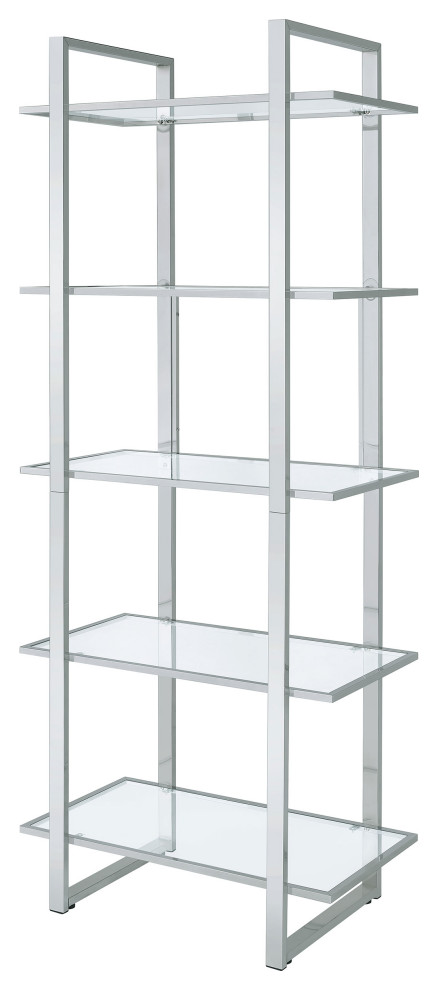 Hartford Glass Shelf Bookcase Chrome   Modern   Bookcases   by Modon  Houzz