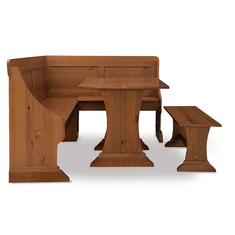 Linon Midwest Breakfast Nook Table and Bench 3-piece Set