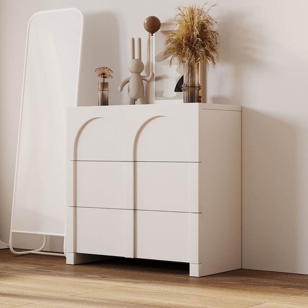 Modern Drawer Dresser  Sideboard Cabinet with Ample Storage Spaces  High Gloss Chest of Drawers