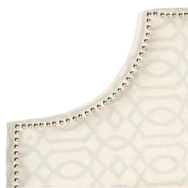 SAFAVIEH Hallmar Silver/ Cream Upholstered Arched Headboard - Silver Nailhead (Full) - - 8429369