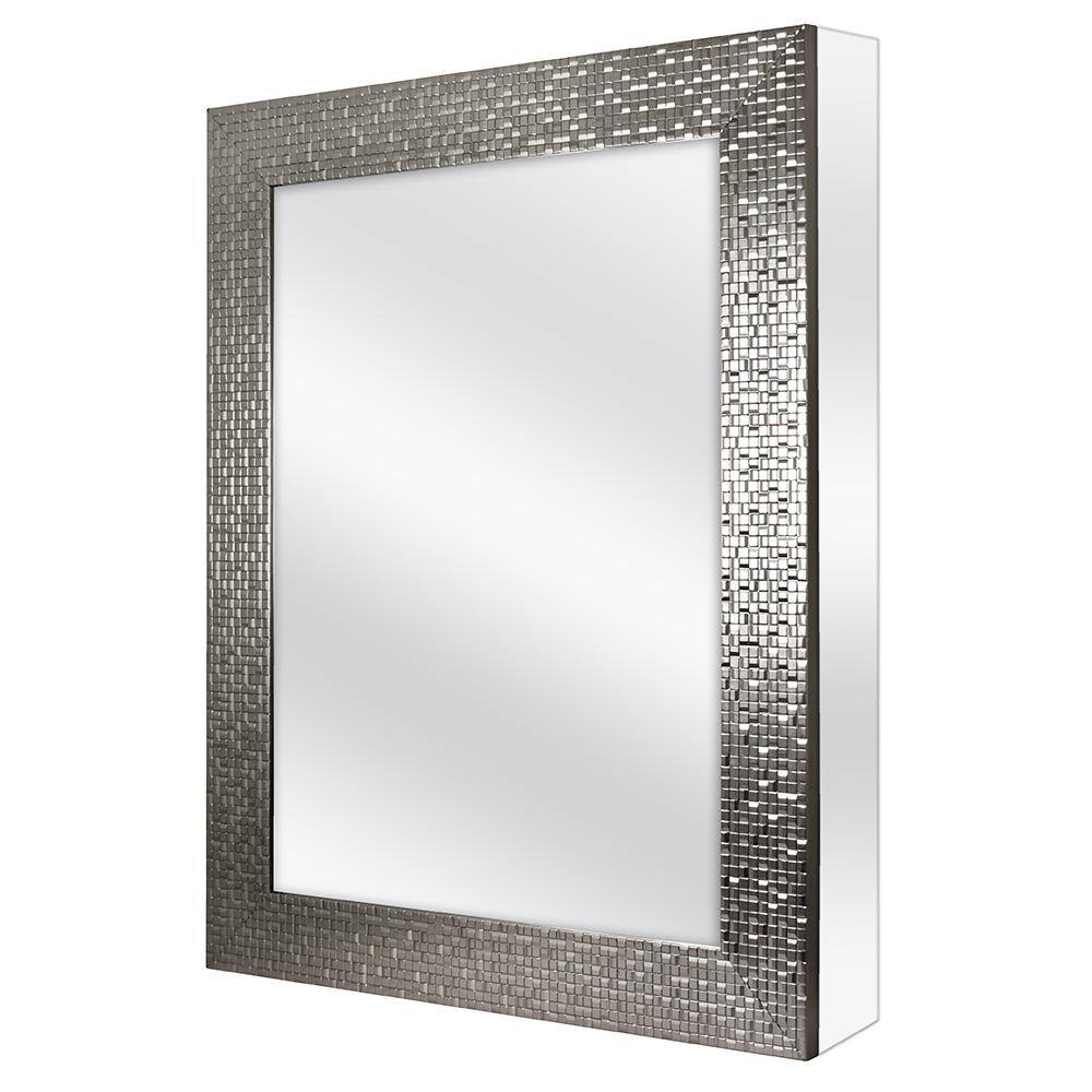 Home Decorators Collection 24 in. W x 30 in. H Fog Free Framed Recessed or Surface Mount Bathroom Medicine Cabinet in Brushed Nickel 45427