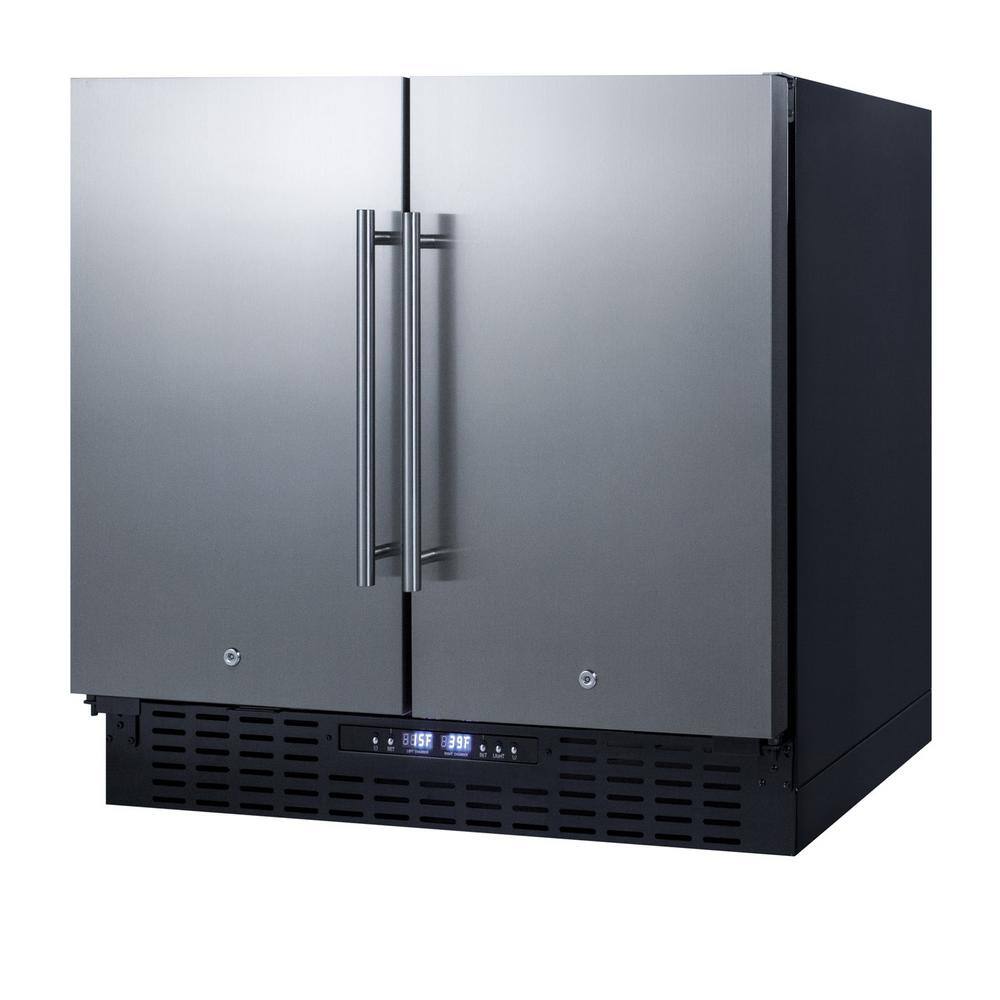 Summit Appliance 36 in. 5.8 cu. ft. Built-In Side by Side Refrigerator with Freezer in Stainless Steel Counter Depth FFRF36