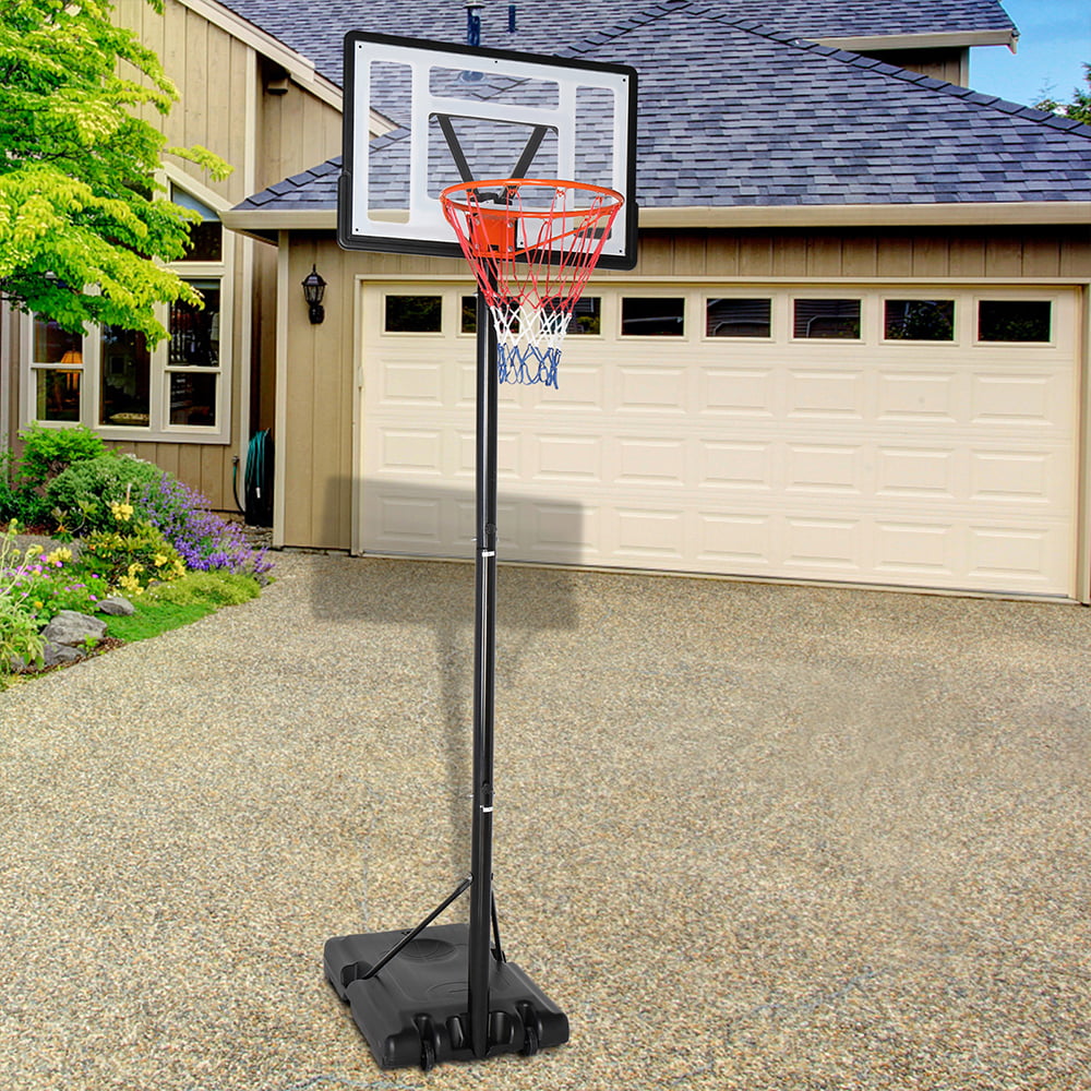 GoDecor 8-10 ft Height Adjustable PVC Portable Basketball Stand， Basketball Hoop Goal for Kids， Aldult