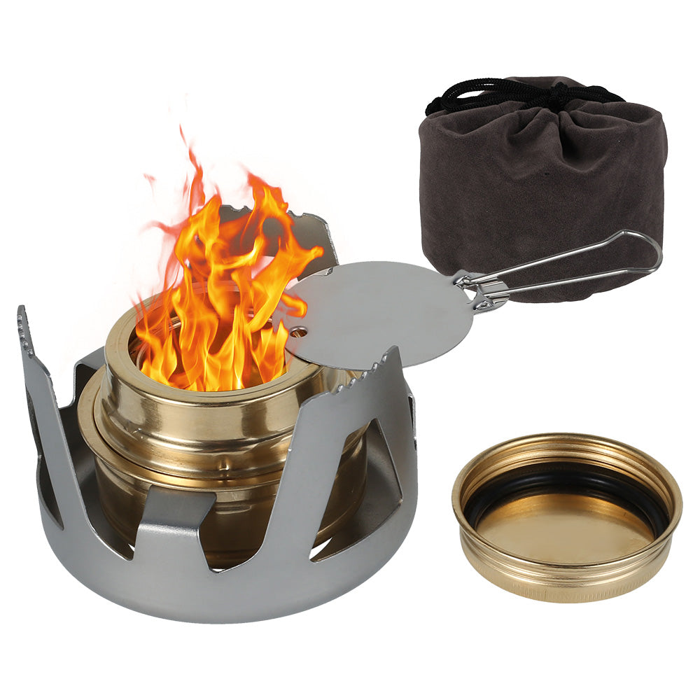 Willkey Mini Portable Outdoor Mini Alcohol Stove Burner Ultralight Camping Cookware Set for Outdoor Camping, Hiking, Backpacking, Picnic