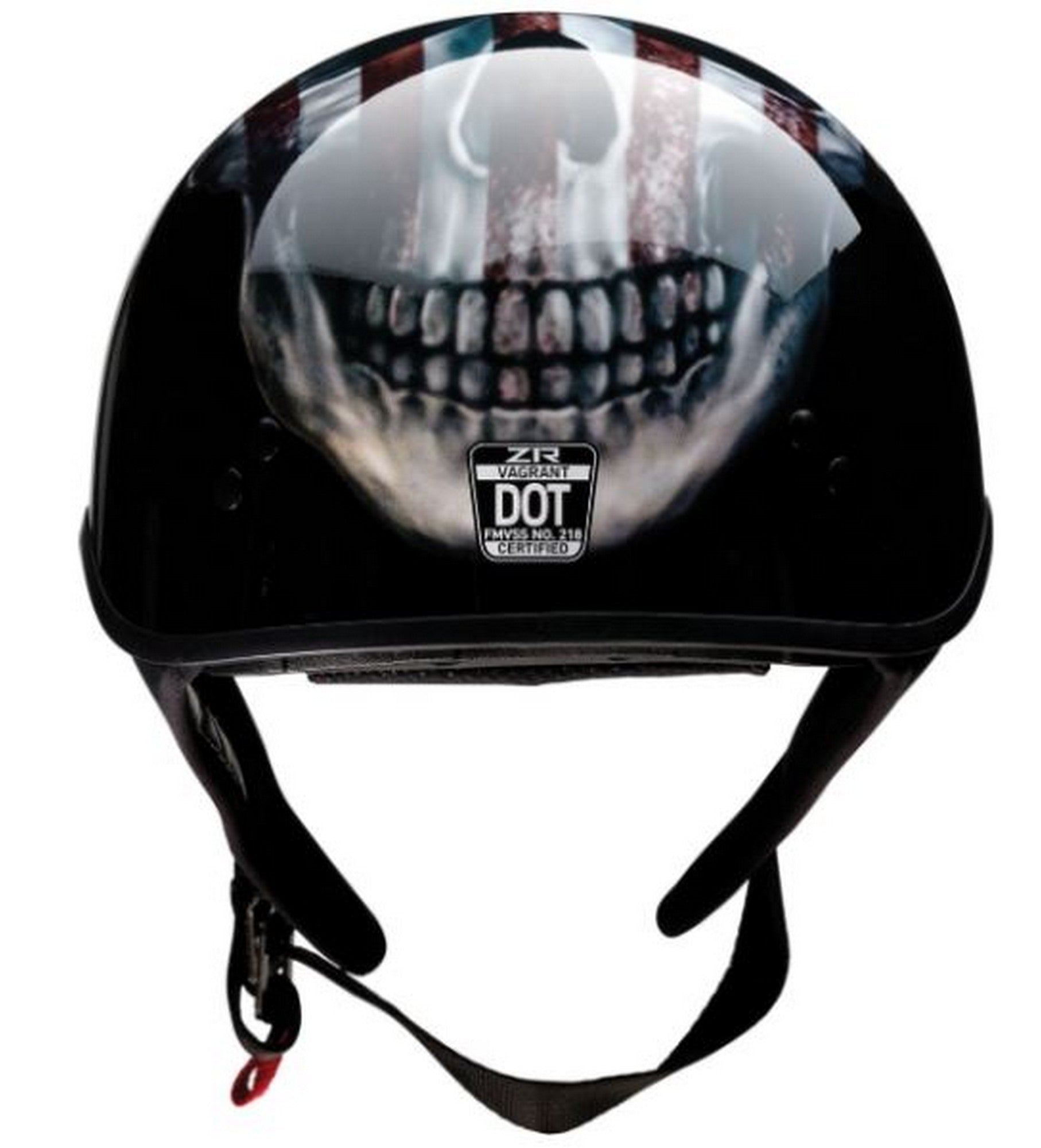 Z1R Vagrant USA Skull Motorcycle Half Helmet Black XXL