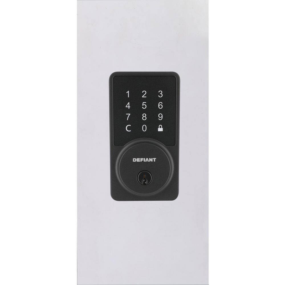 Defiant Square Matte Black Smart Wi-Fi Deadbolt Powered by Hubspace HSGC9X9D01AJ