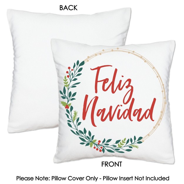 Big Dot Of Happiness Feliz Navidad Holiday And Spanish Christmas Party Home Decorative Canvas Cushion Case Throw Pillow Cover 16 X 16 Inches