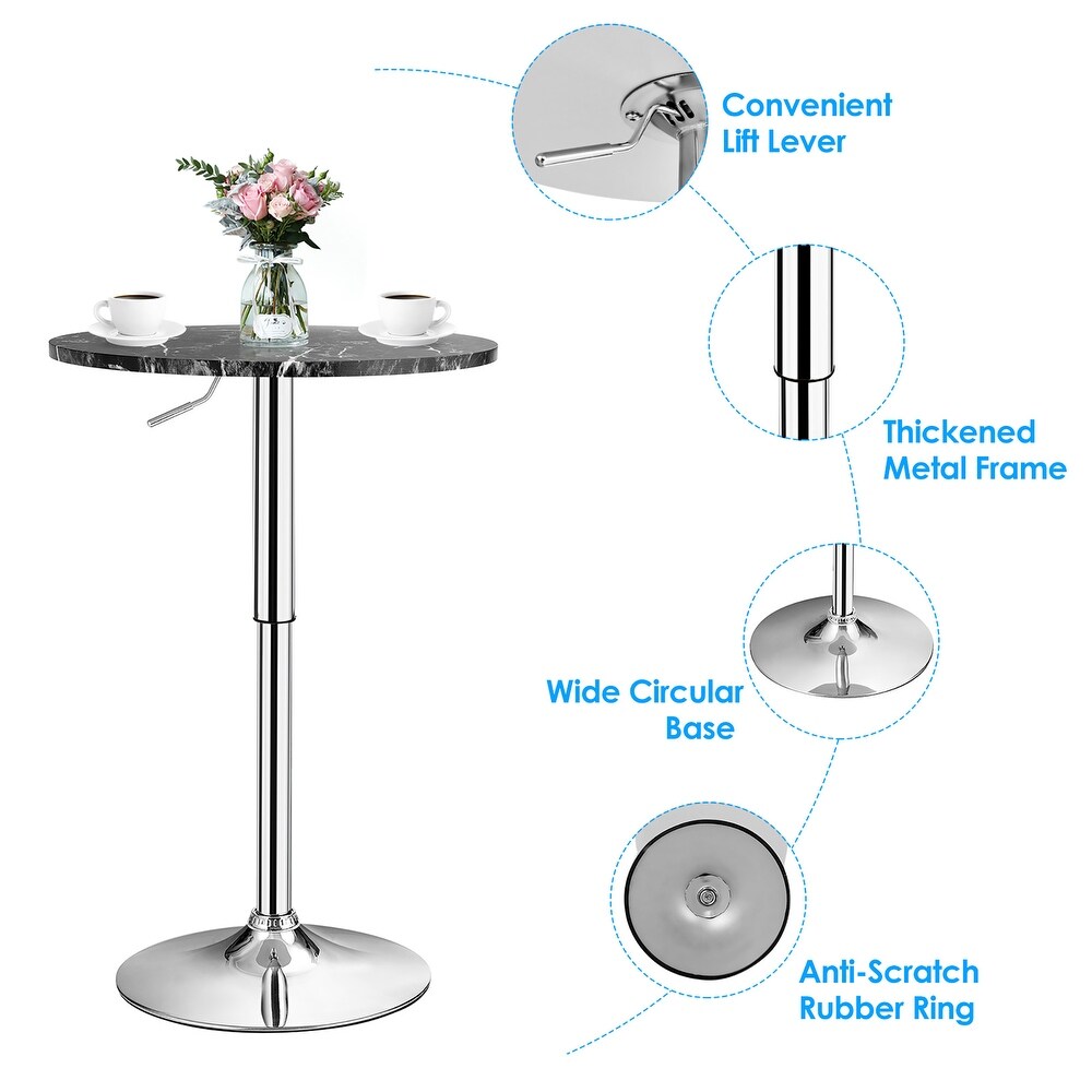 Costway Round Bistro Bar Table Height Adjustable 360 degree Swivel   See details