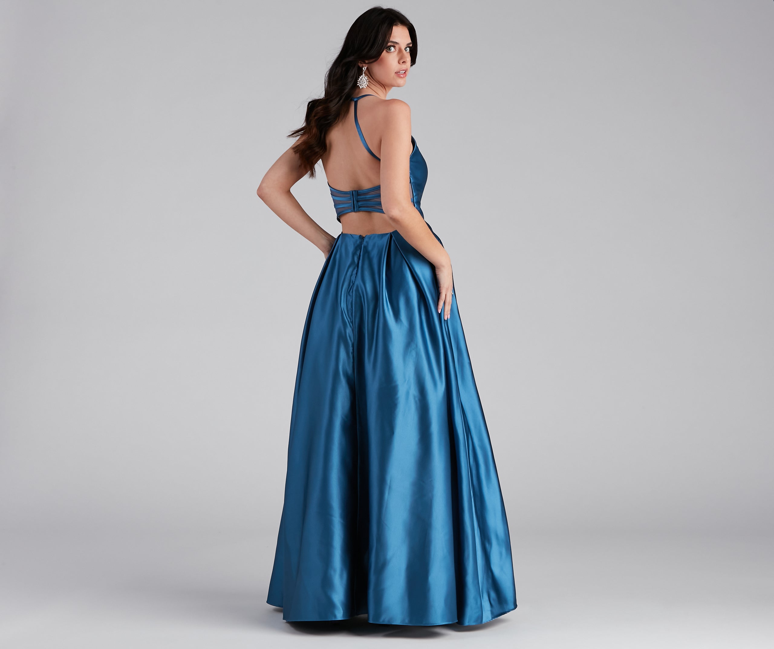 Christine Sleeveless Satin Ball Gown