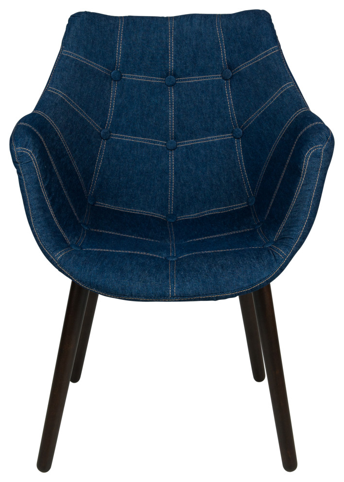 LeisureMod Milburn Tufted Denim Lounge Chair  Set of 4  Denim  MA23DBU4   Midcentury   Dining Chairs   by Timeout PRO  Houzz