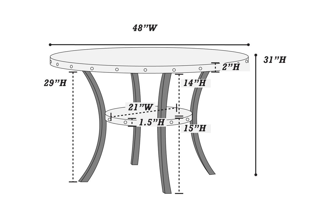 5 pc Round Dining Set-Black w/Dark Oak Top -F1911