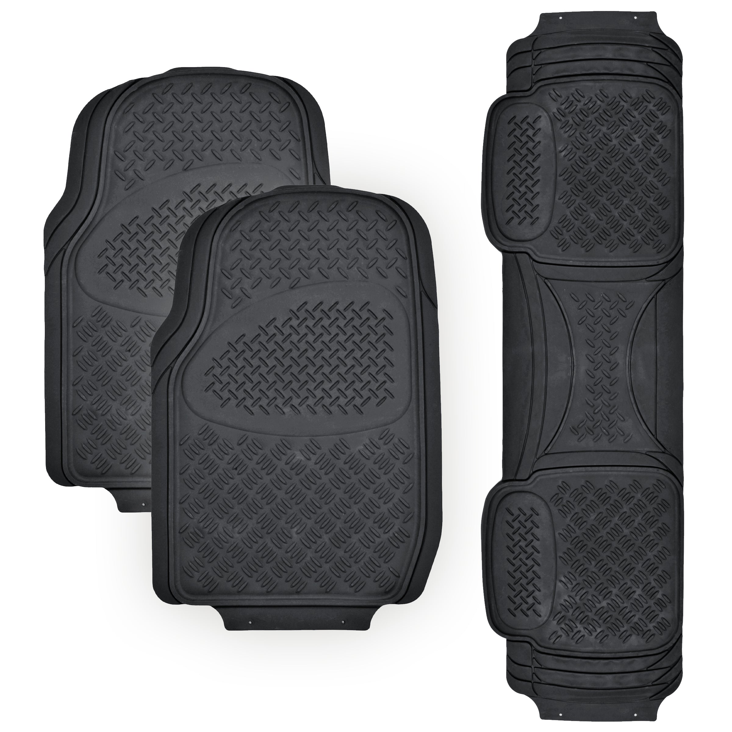 BDK Super Duty Rubber Floor Mats for Car SUV and Van with Cargo Mat， All Weather， Heavy Duty， 3 Colors