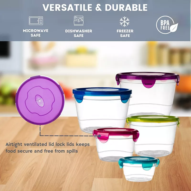 Plastic Jumbo Round Food Storage Container Set