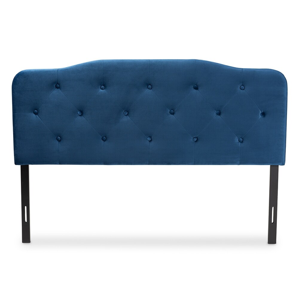 Gregory Modern   Contemporary Velvet Upholstered Headboard Navy Blue