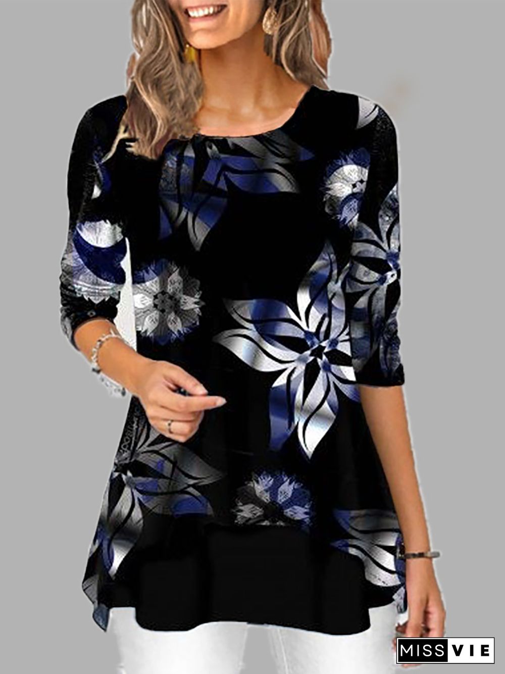 Plus size Floral Casual T-shirt