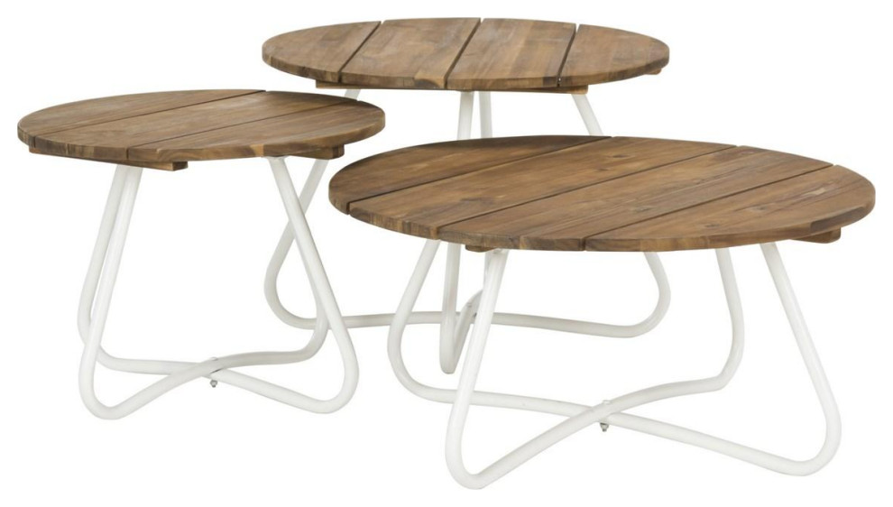 Michelle 3pc Wood Top Coffee Table Natural/White   Transitional   Coffee Table Sets   by Peachtree Fine Furniture  Houzz