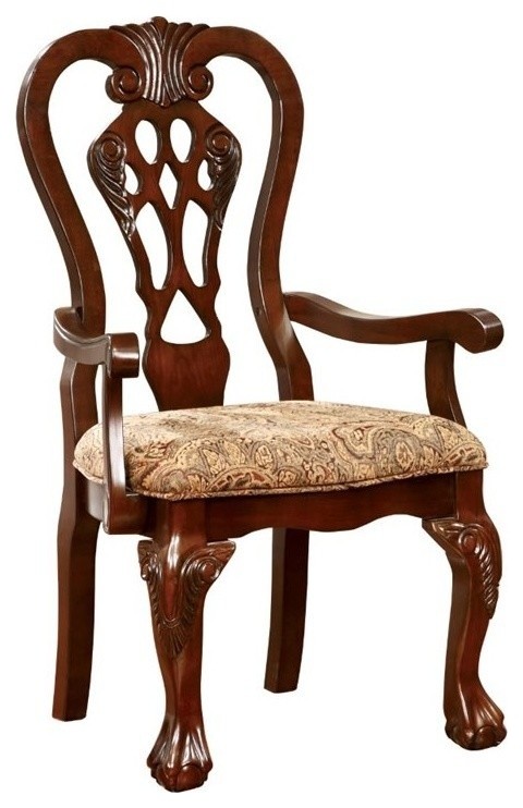 Furniture of America Wilson Wood Dining Arm Chair in Brown Cherry (Set of 2)   Traditional   Dining Chairs   by Homesquare  Houzz