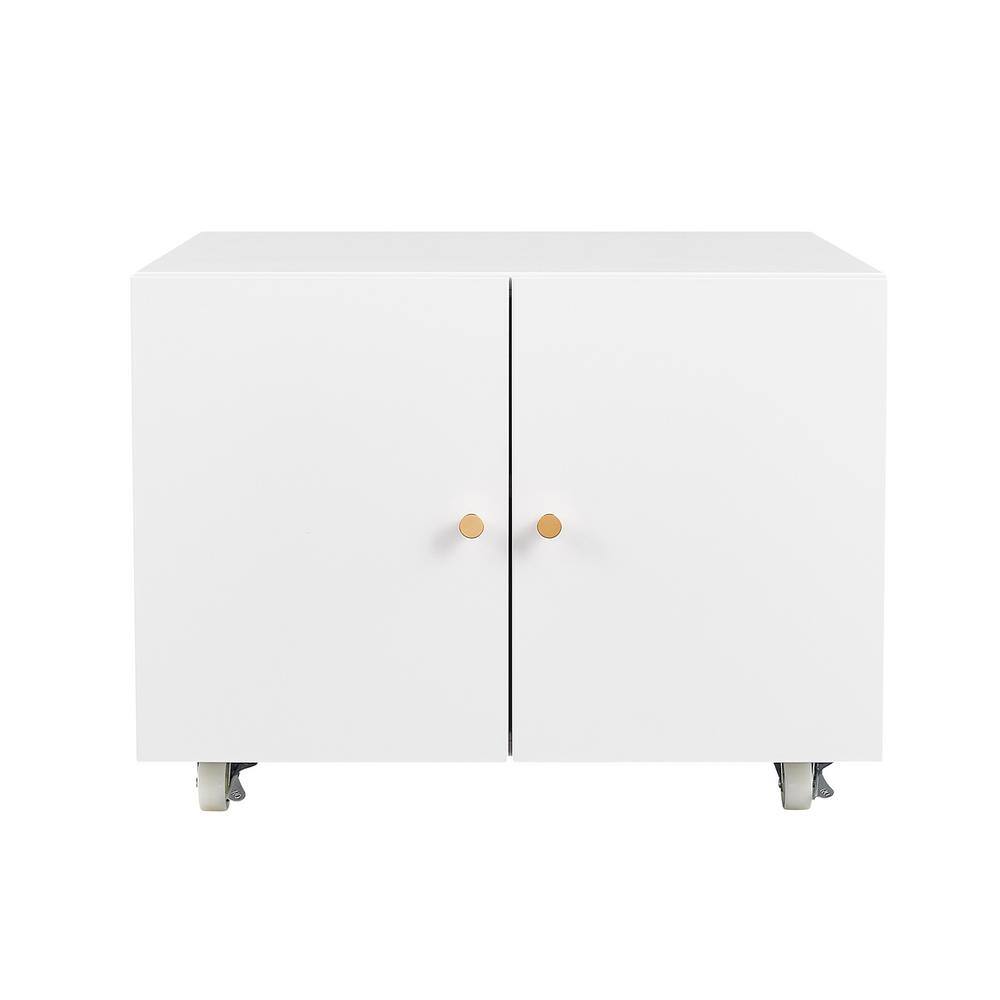 White 17.72 in H x 23.62 in W x 23.62 in D Metal Steel Mobile File Cabinet Print the Cabinet SXB4757932