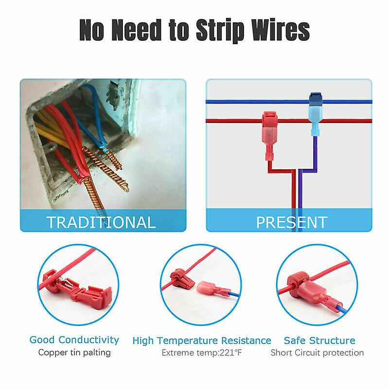 240-60pcs T-taps Insulated Wire Terminal Connectors 22-10 Awg Quick Splice Kit