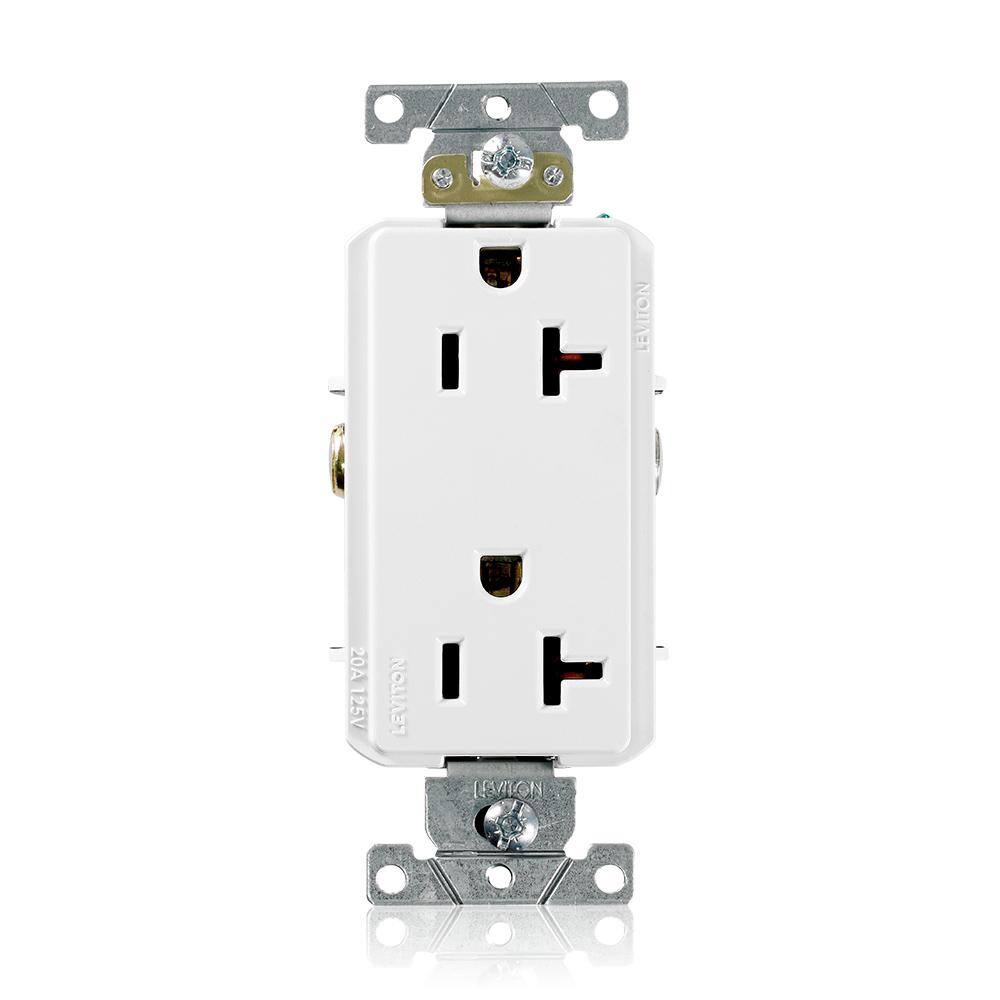 Leviton Decora Plus 20 Amp Industrial Grade Duplex Outlet White R82-16352-0WS