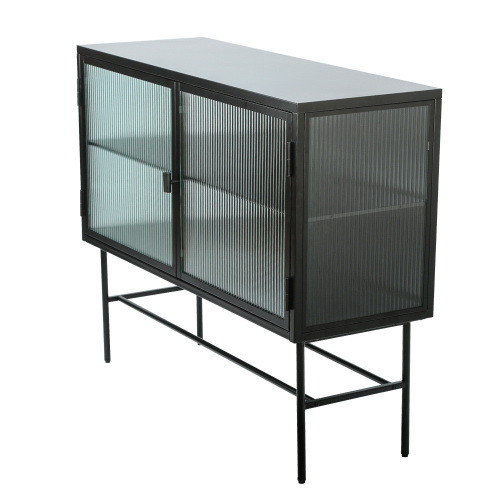 Retro Style Fluted Glass Sideboard Storage Cabinet...