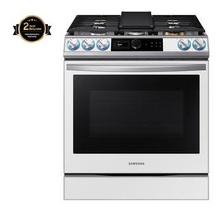  Bespoke 6 cu. ft. 5-Burner Smart Slide-In Gas Range with Self-Cleaning Convection Oven and Air Fry in White Glass NX60BB871112