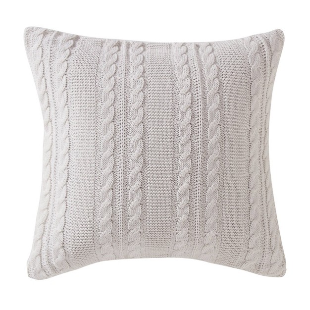 Dublin Cable Knit Square Throw Pillow White Vcny