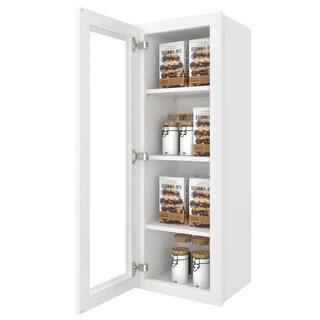 HOMEIBRO 15 in. W X 12 in. D X 42 in. H in Shaker White Plywood Ready to Assemble Wall Kitchen Cabinet with 1-Door 3-Shelves HD-SW-W1542GD-A