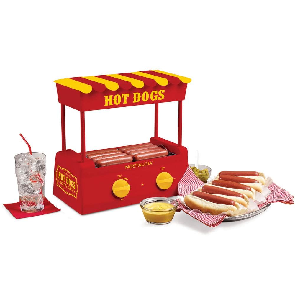 Nostalgia Hot Dog Roller and Bun Warmer, 8-Hot Dog and 6-Bun Capacity NHDR8RY